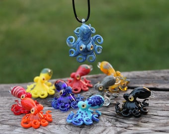 Tiny Octopus Pendants, Glass Octopus Necklace, Jewelry Necklace Pendants Squid Octopus Pendant Blown Glass