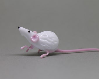 Rat Glass Miniature, Animals Glass, Art Glass, Glass Blown , Sculpture Made Of Glass, Glass Art