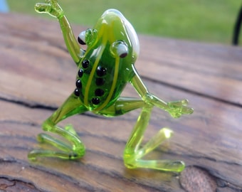 Statuetta da collezione in vetro soffiato a mano a forma di rana, vetro artistico, vetro soffiato, scultura in vetro, arte del vetro