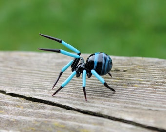 Glass Spider Figurine  Blown Glass Spider Glass Spider Miniature Glass Spider Collection  Animal Glass Figurine  Art Glass Spider