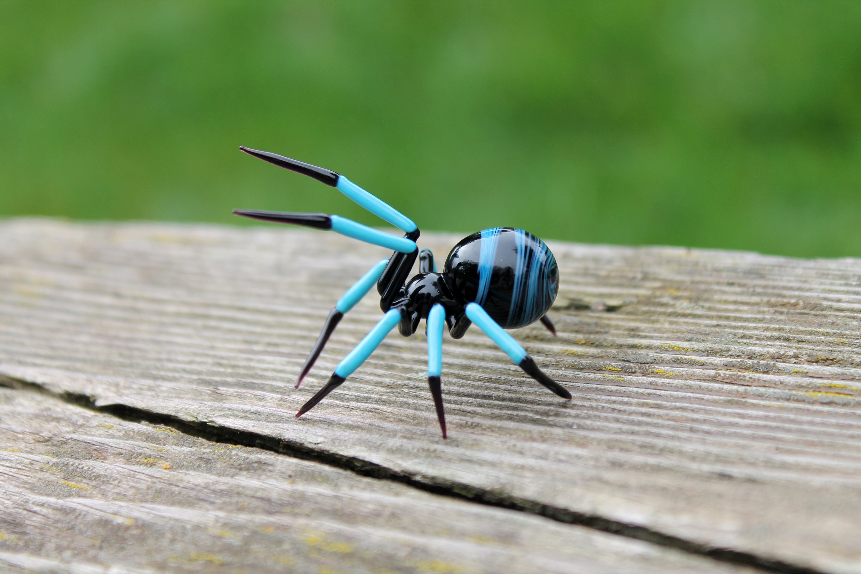 Glass Spider Figurine  Blown Glass Spider Glass Spider Miniature Glass Spider Collection  Animal Glass Figurine  Art Glass Spider