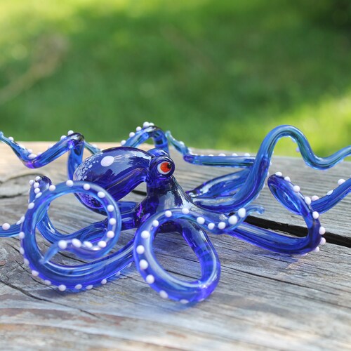 Glass Octopus Sculpture Squid Kraken Cephalopod Blown Glass Etsy