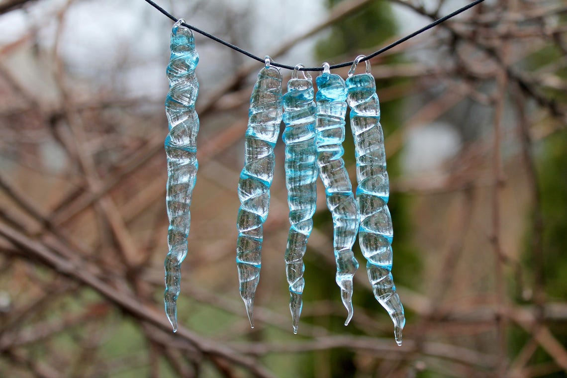 Glass Icicle Ornament Unique Natural Ice Look Christmas Tree Etsy