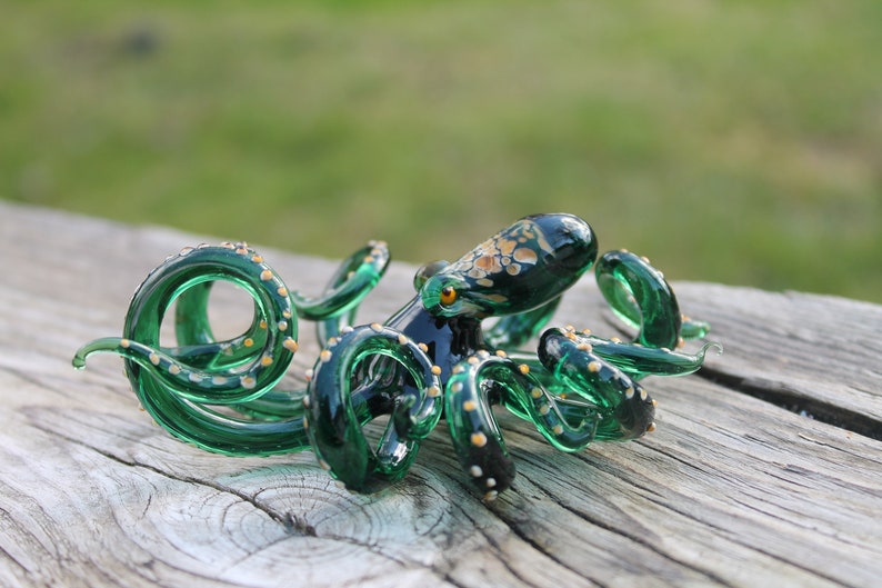 Blown Glass Octopus, Glass Octopus, Glass, Octopus, Ocean, Octopus Sculpture, Squid, Kraken, Cephalopod, Blown Glass, Octopus Figurine image 10