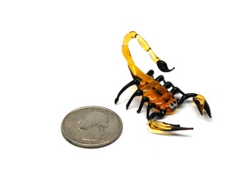 Black Glass Scorpion Figurine Glass Scorpio Scorpion Glass Miniature, Black Emperor Scorpion Glass Sculpture