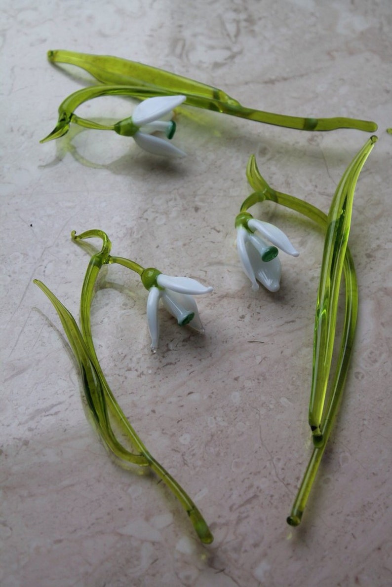 Gift mom Glass Flower Snowdrop Glass handblown Etsy