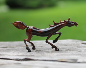 ガラスの馬の置物 - 吹きガラスの馬 - 馬の置物 - ミニチュアの馬