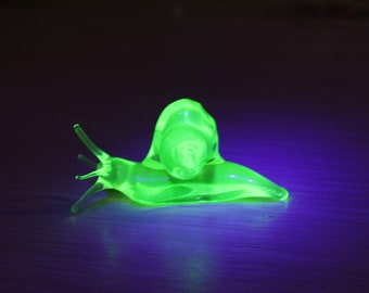 Uranium Glass Snail Blown Glass Slug Uranium Vaseline Glass Figurine  Snail Glass UV Miniature