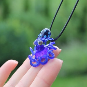 Small Octopus Jewelry Necklace Pendants Squid Octopus Pendant Blown Glass Gift for Her or Gift for Him