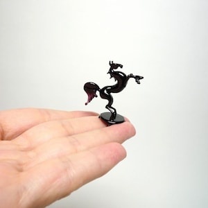 Blown Glass Horse Miniature Sculpture Black Figurine Homedecor murano art collectible gifts artglass lampwork boro Swedish horse handblown