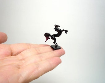 Blown Glass Horse Miniature Sculpture Black Figurine Homedecor murano art collectible gifts artglass lampwork boro Swedish horse handblown