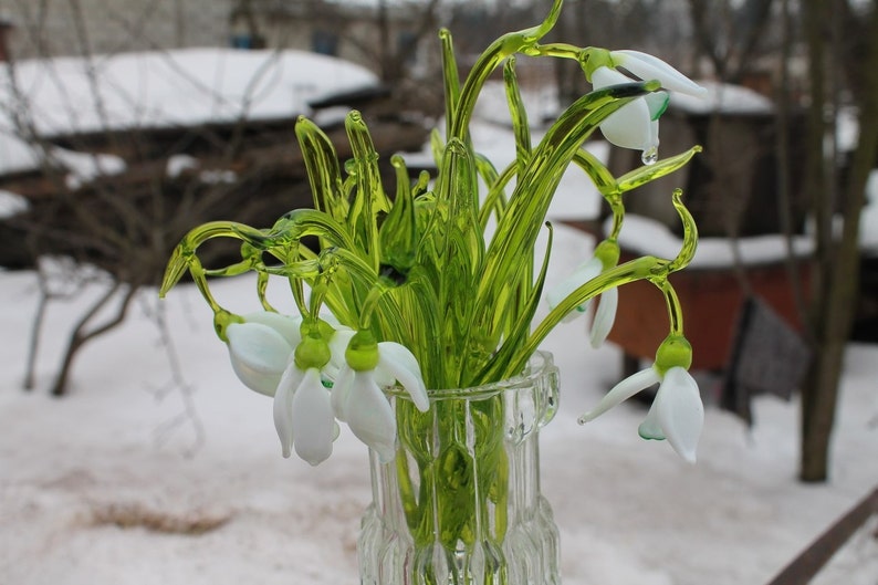 Gift mom Glass Flower Snowdrop Glass handblown Etsy