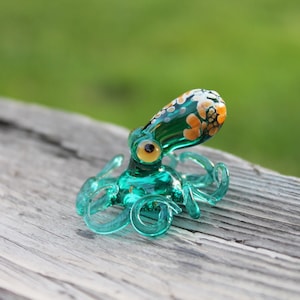 Turquoise Glass Light Pink and Purple Octopus | Pendants Glass Octopus | Glass Ocean Octopus | Kraken Glass Octopus Figurine