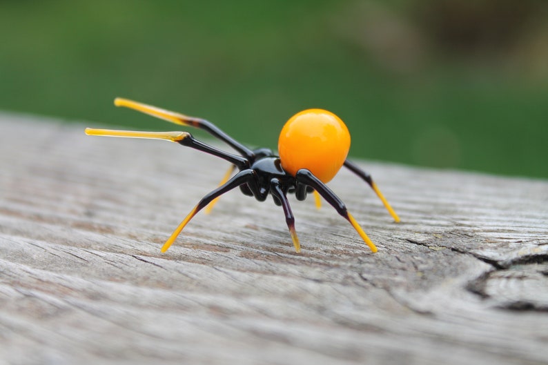 Glass Spider Figurine Blown Glass Spider Glass Spider Miniature Glass Spider Collection Animal Glass Figurine Art Glass Spider image 6