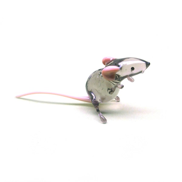 Rat Glass Miniature, Animals Glass Rat, Art Glass, Glass Blown Rat , Sculpture Made Of Glass, Glass Art