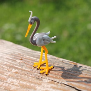 Glass Heron Bird Glass Sculpture, Animals Glass, Art Glass, Blown Glass, Sculpture Made Of Glass,EIN REIHER