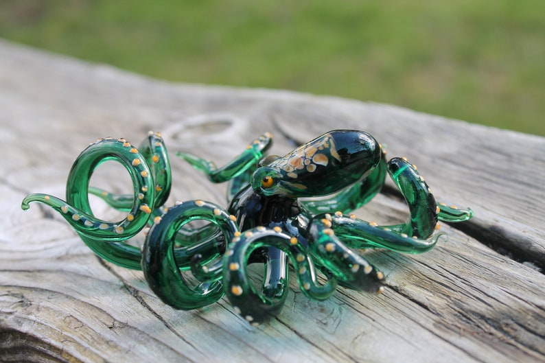 Blown Glass Octopus, Glass Octopus, Glass, Octopus, Ocean, Octopus Sculpture, Squid, Kraken, Cephalopod, Blown Glass, Octopus Figurine image 7