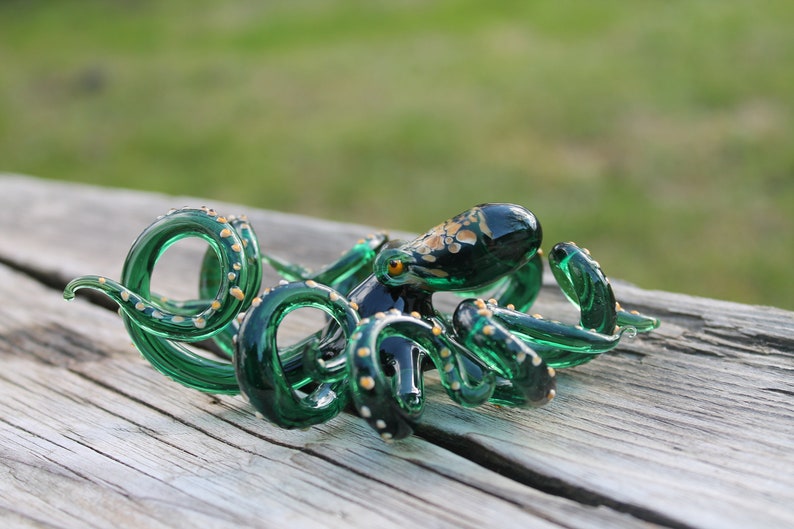 Blown Glass Octopus, Glass Octopus, Glass, Octopus, Ocean, Octopus Sculpture, Squid, Kraken, Cephalopod, Blown Glass, Octopus Figurine image 3