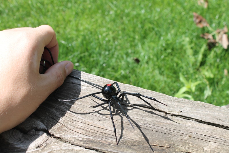 Spider Black Widow, pendant Blown glass Spider,Hanging Spider Black Widow, image 2