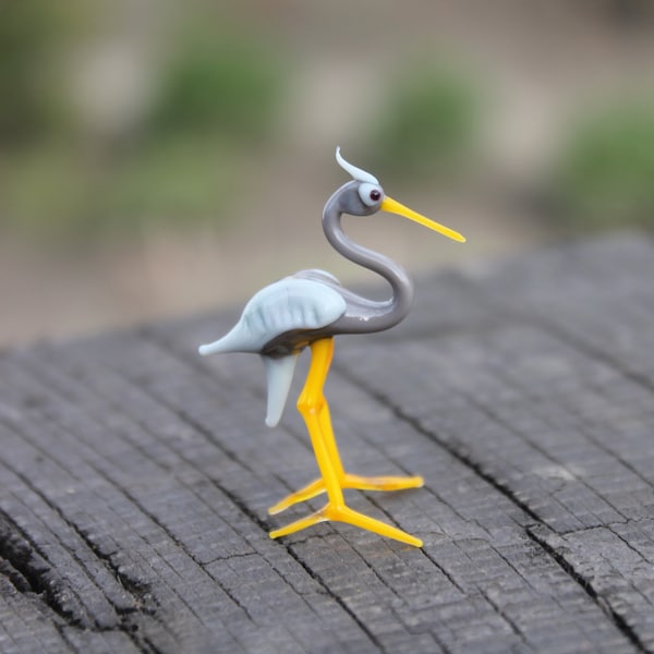 Glass Heron Bird Glass Sculpture, Animals Glass, Art Glass, Blown Glass, Sculpture Made Of Glass,EIN REIHER