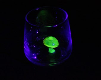 Uranium Glass Amanita Mushroom Drink Shot Handmade Figurines Gift Idea Uranium Glass