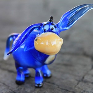 Mundgeblasene Esel aus Glas, Esel-Skulptur, Sammlerstück, Esel-Figur, Heimdekoration, handgefertigt, geblasener Esel, Kunstglas, Geschenk, Glasfigur