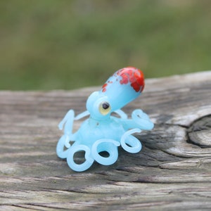 Glass Azure Light Blue Octopus Pendants Glass figurine Octopus Glass Ocean Octopus Kraken Glass Octopus Figurine