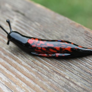 Spotted Slug glass sculpture GLASS SLUG lampwork Glass Animals Handcrafted Snail glass sculpture