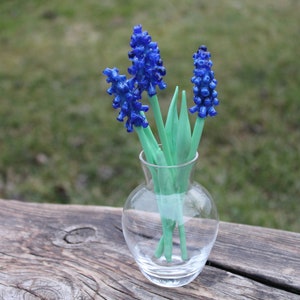 Glass Flower Muscari, Muscari spring arrangement, bouquet, botanical sculpture, Muscari for Gift image 8