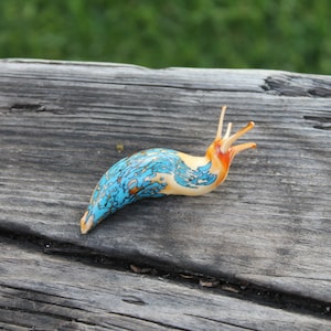 Spotted Slug  glass sculpture GLASS SLUG lampwork Glass Animals Handcrafted Snail glass Slug sculpture