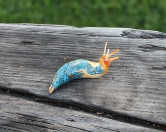 Spotted Slug  glass sculpture GLASS SLUG lampwork Glass Animals Handcrafted Snail glass Slug sculpture