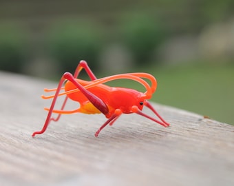 Blown Glass Grasshoppers Miniature Glass animals Sculpture Collectible Figurine murano art Gifts lampwork artwork handblown cute Unique gift