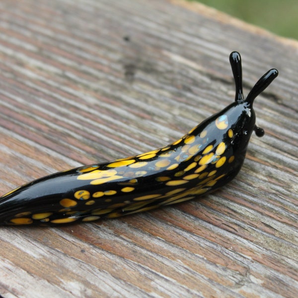 Spotted Slug glass sculpture GLASS SLUG lampwork Glass Animals Handcrafted Snail glass sculpture