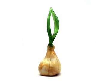 Sprouted Garlic Clove Glass, Art Glass, Blown Glass Garlic Clove , Sculpture Made Of Glass, blown glass Garlic