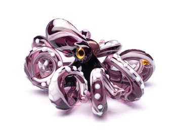 The Purple Kracken Collectible Wearable Boro Glass Octopus Necklace / Blown Glass Octopus figurine