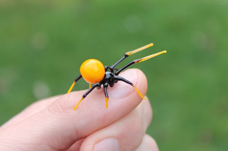 Glass Spider Figurine Blown Glass Spider Glass Spider Miniature Glass Spider Collection Animal Glass Figurine Art Glass Spider image 3