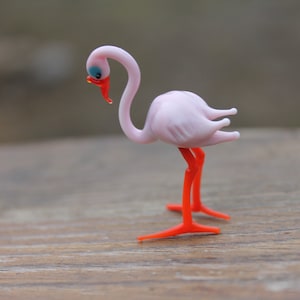 Flamingo Glas Miniatur Tiere Glas Art Glass, mundgeblasenem Glas, Skulptur aus Glas, Glas-Kunst