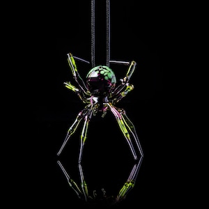 Pendant Spider Animals Glass, Hanging Blown glass Spider, blown glass figurine,  hand blown glass