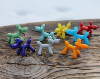 Glass Balloon Dog Figurines art glass animals, Murano, tinny little animal, miniature balloon animal, mini sculpture, Cute desk decor