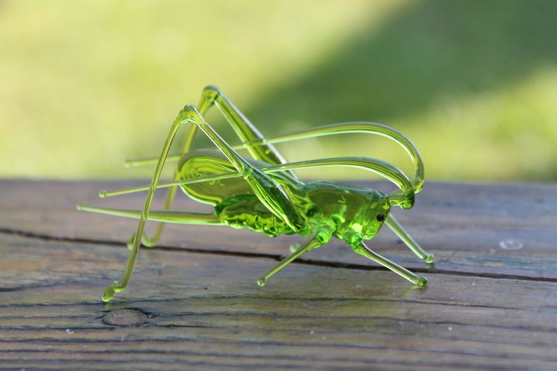 Grasshopper Glass Miniature, Migratory locust Animals Glass, Hand Blown Glass Lampwork Collectible Grasshopper Figurine image 2