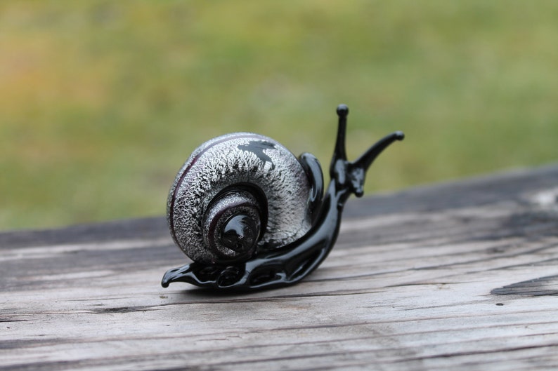 Glass Snails hand sculpted Snail glass sculpture Glass snail Snail Figure Glass snail figurine Miniature snail Miniature Figurine Ornament image 4