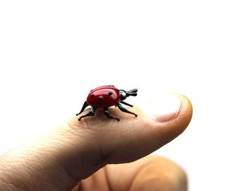 吹きガラスてんとう虫ミニチュア、てんとう虫彫刻、てんとう虫