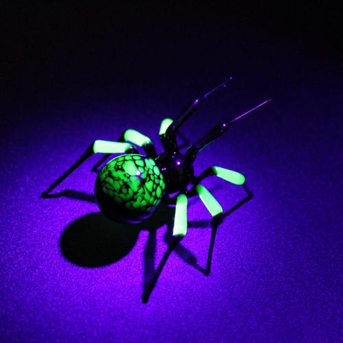 Figura de araña de vidrio de uranio sorpresa Figura de araña de vidrio con vaselina de uranio Figura de araña de vidrio UV Figura de vidrio Araña de vidrio negro