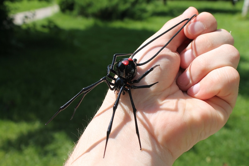 Spider Black Widow, pendant Blown glass Spider,Hanging Spider Black Widow, image 1