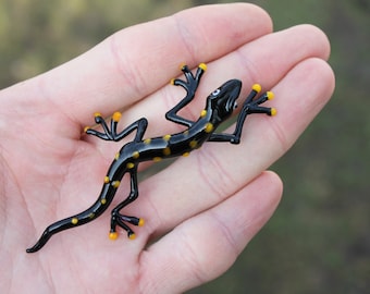トカゲサラマンダーガラス、アートガラス、吹きガラス、ガラス製の彫刻