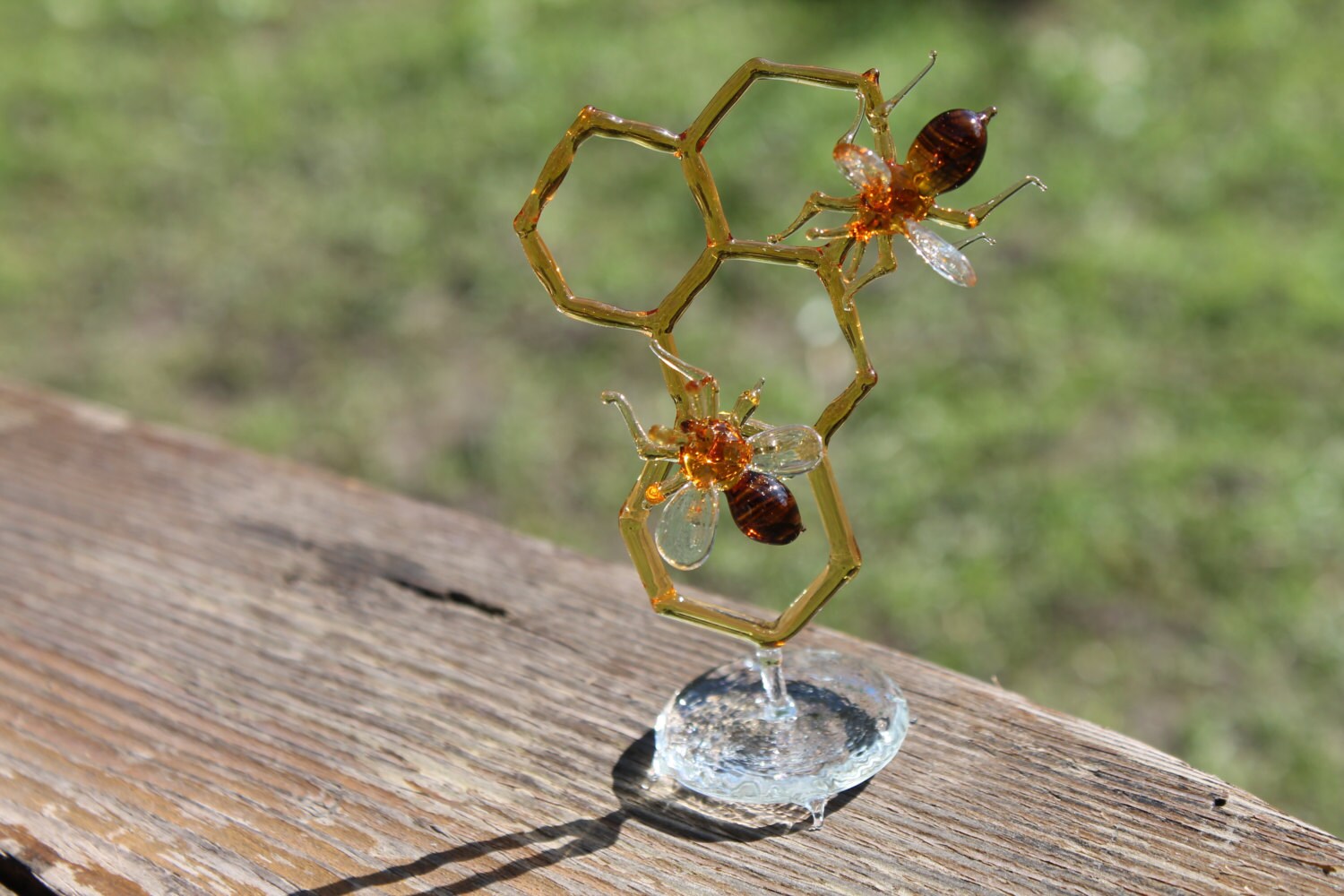Glass Honeycomb and Bee Collectible Figurine Glass Bee Blown Glass ...