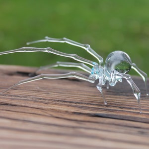 Clear Glass Spider Figurine Blown Glass Spider Spider Halloween Spider ...