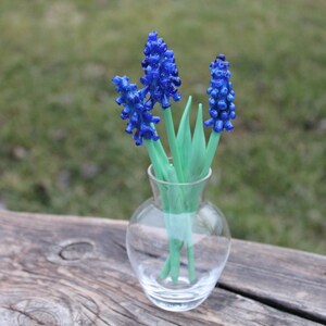 Glass Flower Muscari, Muscari spring arrangement, bouquet, botanical sculpture, Muscari for Gift image 9