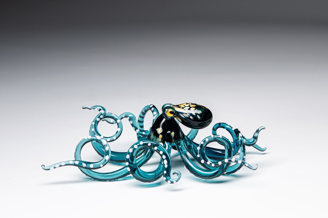 Glass Octopus Sculpture Squid Kraken Cephalopod Blown Glass Etsy