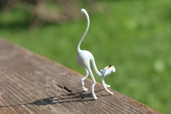 猫ガラスミニチュア、動物ガラス、アートガラス、吹きガラス、ガラス製